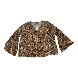 Jessica Simpson NWT Tunic Top 2X Women's Bell Sleeve Rosette Leopard Scarletti